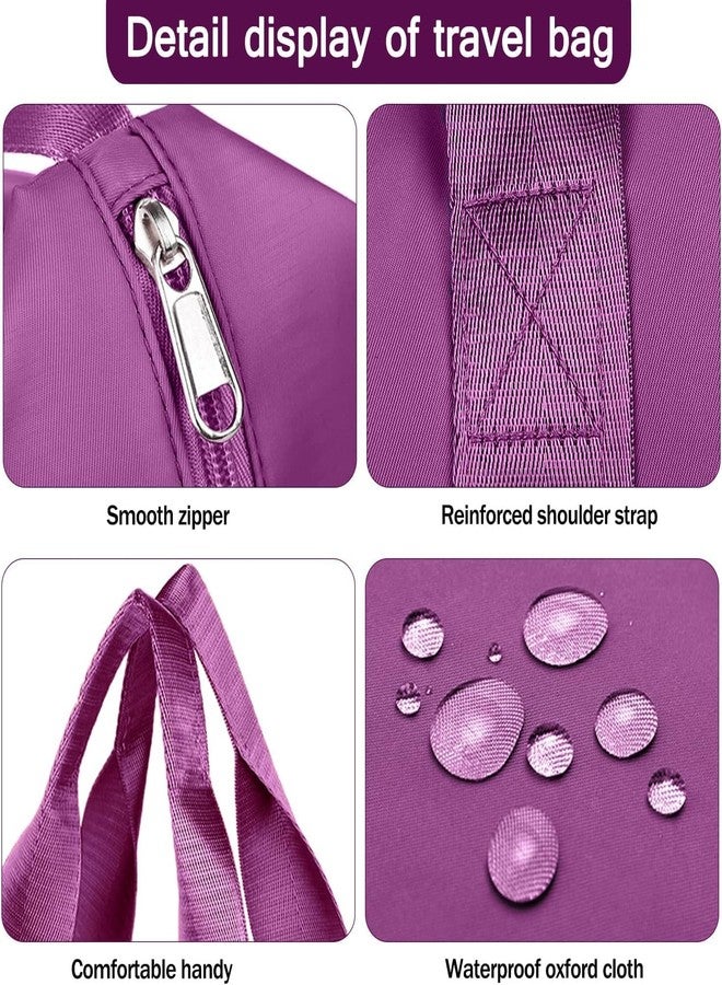 Flywind Large Capacity Folding Travel Bag Expandable, Dry and Wet Separation Weekender Bags for Women Travel Lightweight Waterproof Carry Luggage Bag. (Purple) - Image 4